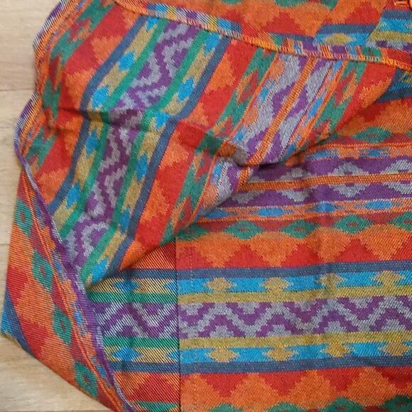 The Limited Vintage Wrap Mini Skirt Size 12 Orange Purple Woven Aztec - Picture 5 of 7